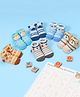 Yellow Bee Pack Of 6 Animal Face & Striped Design Detailed Anti Skid Socks - Multi Colour