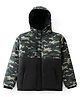 Pine Kids Woven Full Sleeves Cut And Sew Hooded Jacket With Camouflage Print - Olive And Black