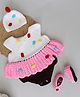 Woonie Cap Sleeves  Crochet Detailed Onesie Set With Matching Cap And Booties - White