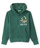 UCB Knitted Full Sleeves Hooded Sweat Jacket Logo Print - Green