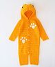 Woonie Full Sleeves Paws Detailed Hooded Crochet Romper  - Orange