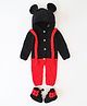Woonie Full Sleeves Ear Applique Detailed Hooded Crochet Romper With Matching Boots - Black