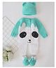 Woonie Full Sleeves Panda Face Detailed Coordinating Crochet Romper Set - Green