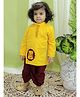 BownBee Ganesh Chaturthi Theme Full Sleeves   Ganesha Embroidered Kurta & Dhoti - Yellow