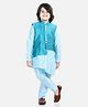 BownBee Full Sleeves Solid Asymmetrical Kurta & Pyjama With Ethnic Motif Self Designed Jacquard Jacket - Blue