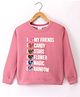 Smarty Girls Fleece Knit Full Sleeves Sweatshirt with  Sequined Heart Applique & Text Print- Pink