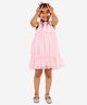 KIDSDEW Sleeveless Shimmer Detailed Gathered A Line Dress With Cotton Lining - Pink