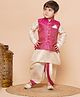 AJ Dezines Raw Silk Full Sleeves Solid Kurta With Ethnic Motif Foil Self Design Jacket & Coordinating Dhoti - Pink