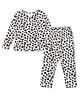 JusCubs Full Sleeves Leopard Printed Tee With Coordinating Pajama - Off White & Multi Colour