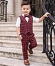 Robo Fry Lycra Full Sleeves Checkered Party Suit with Bow Tie - Maroon