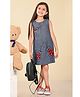 Lilpicks Couture Sleeveless Bugs Placement Embroidered A Line Denim Dress - Blue