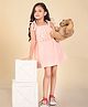 Lilpicks Couture Schiffli Embroidered Shoulder Tieup Frilled Shift Dress - Pink