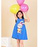 Lilpicks Couture Sleeveless Rabbit & Polka Dot Printed A Line Dress - Blue