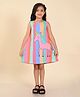 Lilpicks Couture Sleeveless Striped Pattern Colour Blocked &  Unicorn Printed A Line Dress - Multi Colour