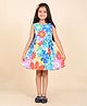 Lilpicks Couture Sleeveless Floral Printed & Bow Embellished Fit & Flared Dress - Multi Colour