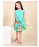 Lilpicks Couture Sleeveless Cow & Butterfly Printed A Line Dress - Blue