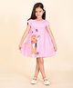 Lilpicks Couture Half Sleeves Gingham Checked & Hedgehog Printed Fit & Flared Dress - Pink