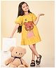 Lilpicks Couture Half Sleeves Baby Bear & Polka Dot Printed A Line Dress - Yellow