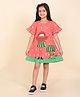 Lilpicks Couture Half Sleeves Watermelon Girl Printed A Line Dress - Red