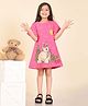 Lilpicks Couture Half Sleeves Rabbit & Stars Printed A Line Dress - Pink