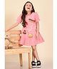 Lilpicks Couture Half Sleeves Desert Theme Cakes & Sprinkles Printed A Line Dress - Peach