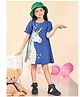Lilpicks Couture Half Sleeves Unicorn & Stars Printed A Line Dress - Blue
