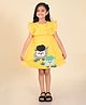Lilpicks Couture Cap Sleeves Frill Detailed Hearts & Sheep Printed A Line Dress - Yellow
