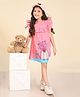 Lilpicks Couture Cap Sleeves Frill Detailed Cat & Mouse Printed A Line Dress - Pink