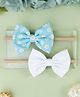 Knotty Ribbons Set Of 2 Daisy Printed Bow Headband - Light Blue & White