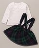 Babyhug 100% Cotton Knit Full Sleeves With Top & Skirts Checkered - White Navy Blue & Green