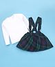 Babyhug 100% Cotton Knit Full Sleeves With Top & Skirts Checkered - White Navy Blue & Green