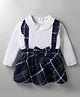 Babyhug 100% Cotton Knit Full Sleeves With Top & Skirts Checkered - White Navy Blue & Green
