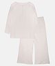 Kiddopanti Full Sleeves Ribbed Tee With Coordinating Pajama - Ecru Beige