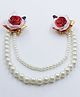 Aabacus Pearls Embellished & Gotta Flowers Detailed Hair Clip - Red & White