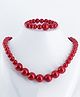 Aabacus- Pearls  Embellished Necklace & Bracelet - Maroon