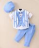 Robo Fry Cotton Lycra DC Full Sleeves Party Suits With Cap - Sea Blue
