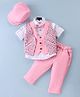 Robo Fry Cotton Lycra DC Full Sleeves Three Piece Party Suit With Cap - Pink