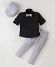 Robo Fry Cotton Lycra DC Full Sleeves Shirt & Pants Set with Bow Solid Colour - Black & Grey
