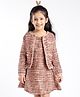 Mark & Mia Cotton Full Sleeve Jacket & Knee Lenght Frock Checkered- Pink