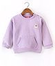 Little Kangaroos Full Sleeves Drop Shoulder Sweat Shirt With Patch & Front Pockets - Purple