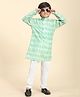 P-MARK Full Sleeves Sramless Intricate Geometric Design Detailed Kurta With Pyjama - Green