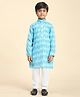 P-MARK Full Sleeves Sramless Intricate Geometric Design Detailed Kurta With Pyjama - Ferozi Blue