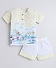 Little Clothing Unisex Half Sleeves  Boat & Polka Dots Printed Tee With Coordinating Shorts  - Lemon Yellow