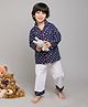 Little Clothing Full Sleeves Ship Theme Printed Shirt With Coordinating Pajama - Navy Blue