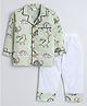 Little Clothing Unisex Full Sleeves Dinosaur Printed Shirt With Pajama - Green