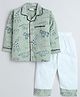 Little Clothing Unisex Full Sleeves Animal Printed Shirt With Pajama - Green