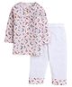 Little Clothing Full Sleeves Unicorn & Rainbow Printed Tee & Pajama Set - Pink