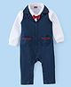Babyhug Cotton Full Sleeves Romper Solid Colour - Navy Blue & White