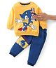 Babyhug 100% Cotton Full Sleeves T-Shirt & Lounge Pants With Sonic Print & Sequin Detailing - Yellow & Navy Blue
