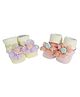 Kidofash Pack Of 2 Flower  Detailed  Cotton Socks -Peach & Purple